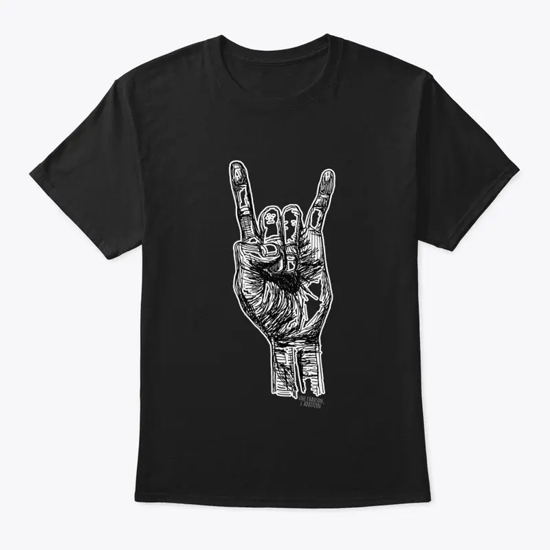 T-SHIRT NOIR Horns hand